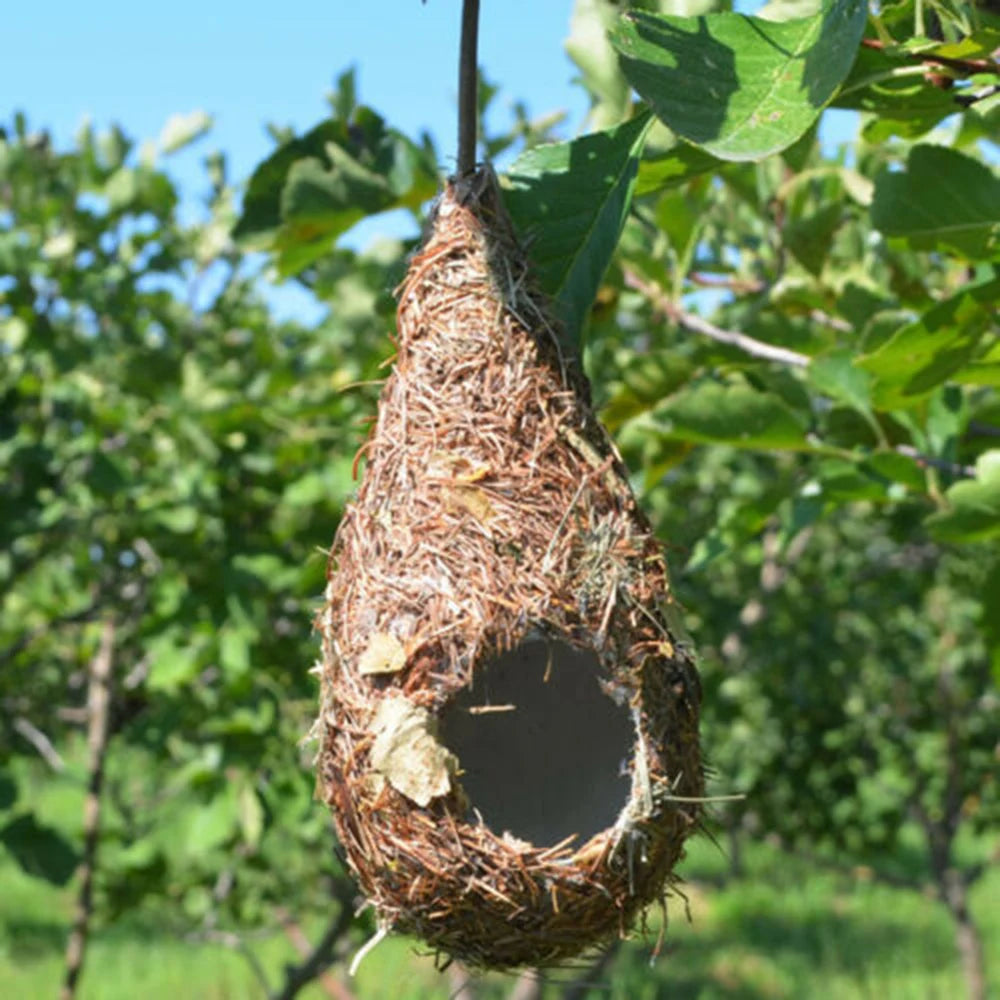 1/2PCS Bird House Natural Grass Hummingbird Bird Nest Fiber Hand-Woven Roosting Nest Bird Hut for Yard Decoration