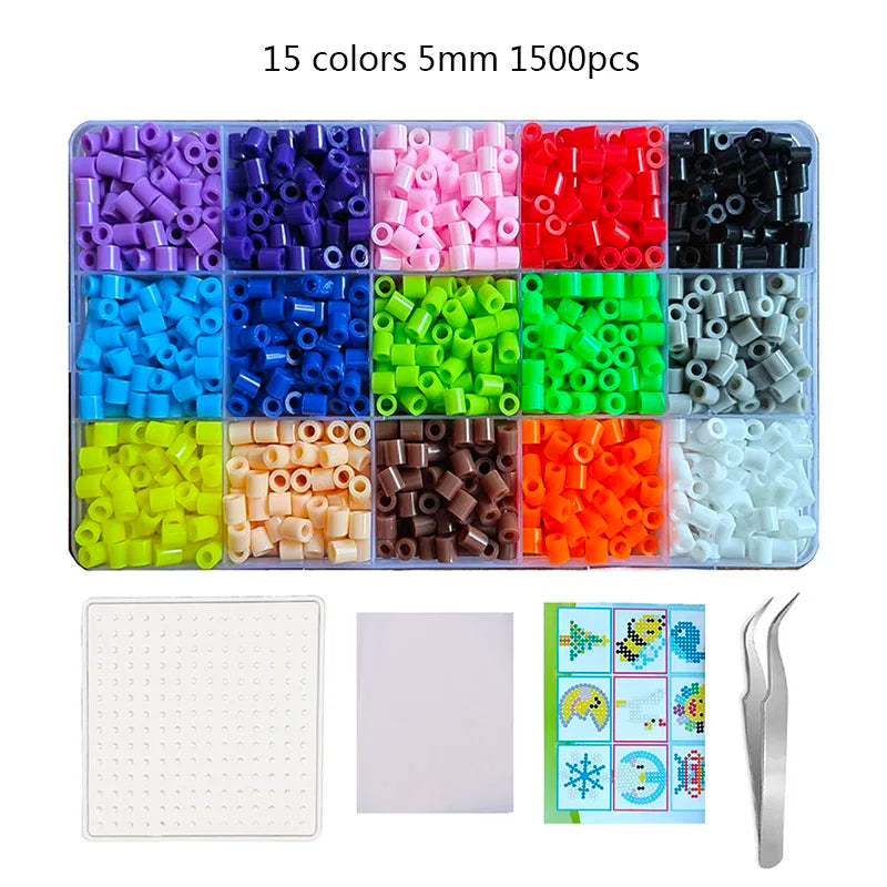 15 Colors 5mm /2.6mm Set Melting Beads Pixel Art Puzzle Hama Beads Diy 3D Puzzles Handmade Gift Fuse Beads Kit Iron Beads Toy