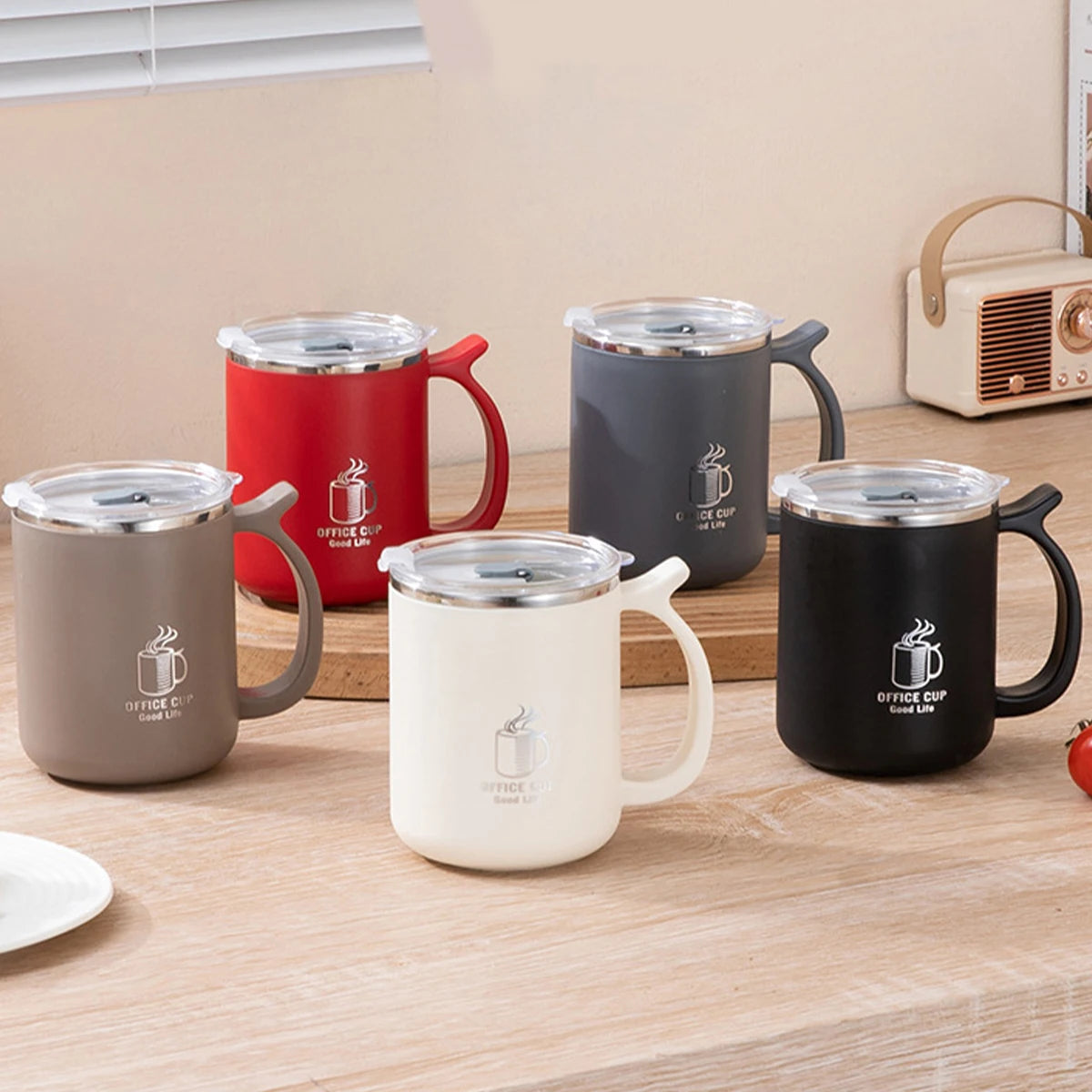 500ml Thermal Milk Coffee Cup With Handle 304 Stainless Steel Double-layer Insulated Mug Leak-proof Drinking Cup Drinkware