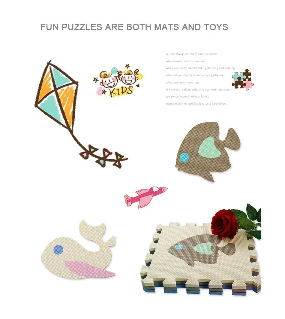 EVA Foam Play Mat with Fence Baby Puzzle Jigsaw Floor Mats Thick Carpet Pad for Kids Educational Toys Activity Pad Playmat