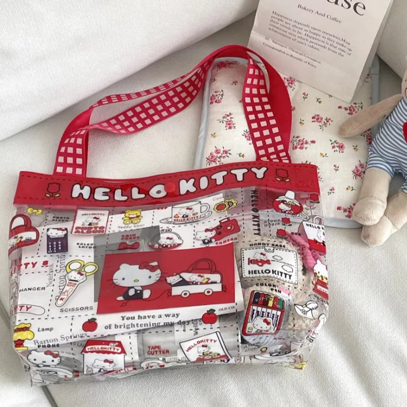 HelloKitty Girl Cat PVC Handbag Adorable Cute Clear Waterproof Large Capacity Swimming Bag