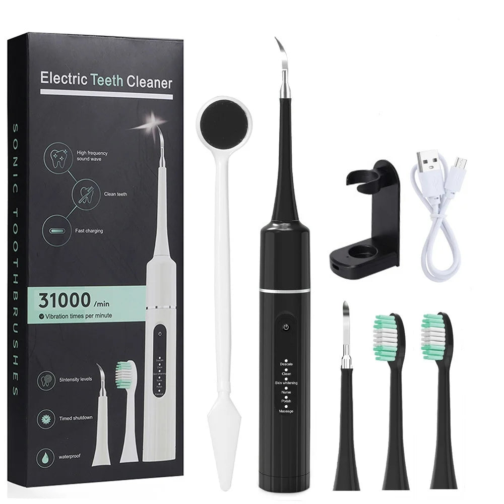 Sonic Electric Toothbrush - Dual purpose dental cleaner, home portable calculus removal care and toothbrush tool