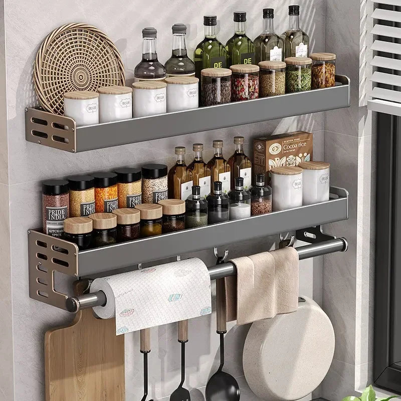New Kitchen Storage Rack Seasoning Rack Wall-Mounted Condiment Multi-Functional Household kitchen organizer Storage Rack