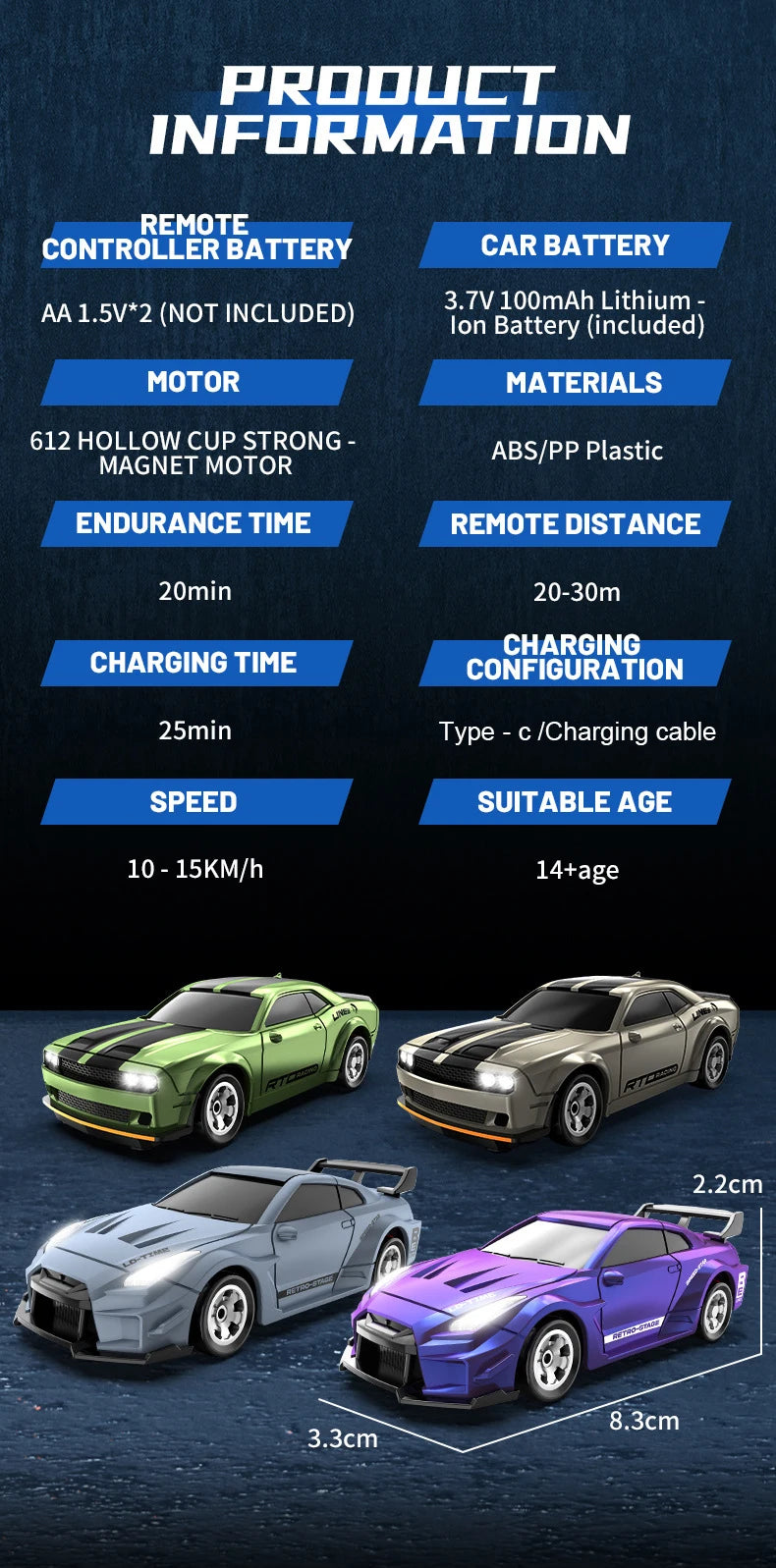 1:64 Remote Control Car 2.4G Mini Radio Control Drift Stunt Car 4WD Desktop Racing Vehicle Model Boy Toy Kid Birthday Gifts