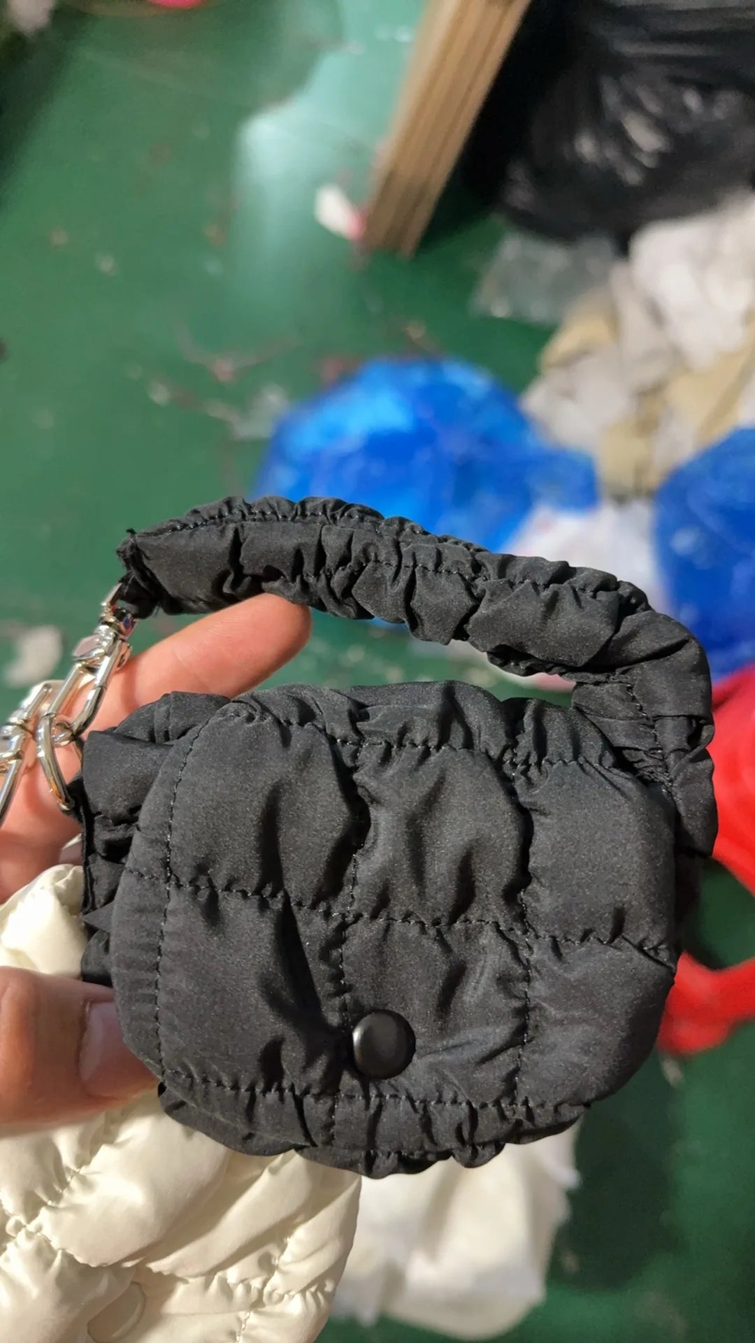 Mini Bag Edgy Black Mini Cloud Waist Pack Lightweight Solid Secure Button Closure with Decorative Coin Purse and Headphone Bag