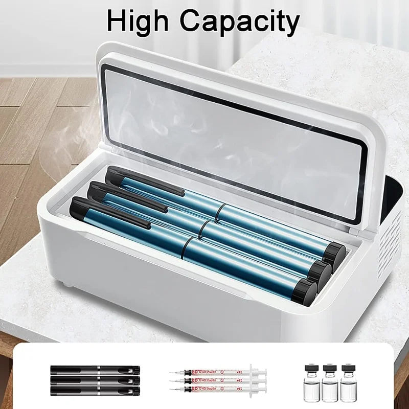Mini Fridge Medical Insulin Case Cooler USB Rechargeable Refrigerator Insulin Bag Travel Keep Chilled Meds with LCD Display