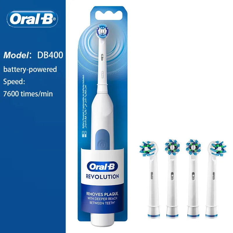 Oral B Rotation Electric Toothbrush AA Battery 7600 Rpm Cross Action Cleaning Teeth Tooth Brush with Brush Refills
