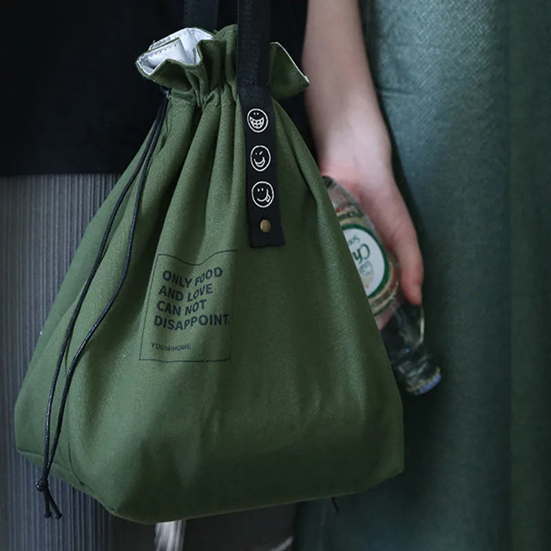 Canvas Lunch Bag Bento Box Handbag Outdoor Portable Picnic Dinner Container School Fresh Keeping Food Storage Tote Accessories