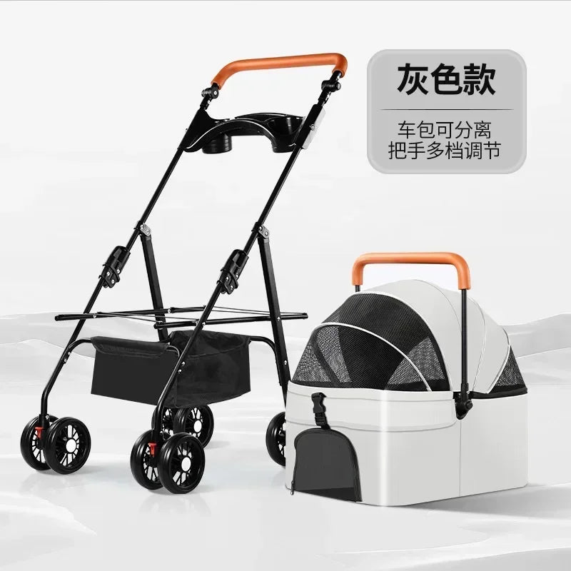 Pet Stroller Dog Cat Large and Small Dog Out Pet Cart Outdoor Travel Lightweight Foldable Cat Supplies