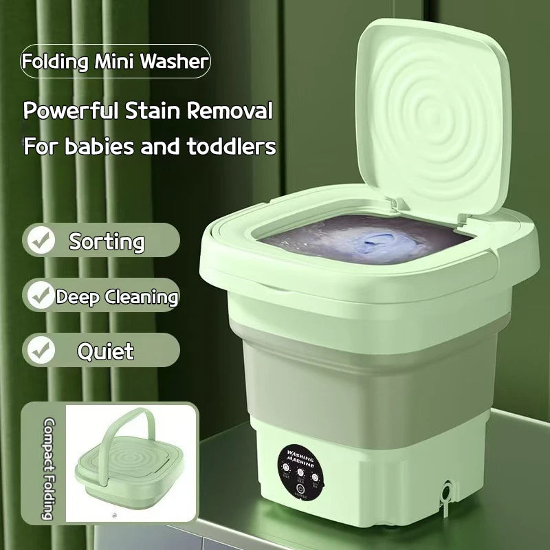 8L Portable Folding Washing Machine - Compact Bucket for Clothes, Socks & Underwear Cleaning, Ideal for Travel & Home Use