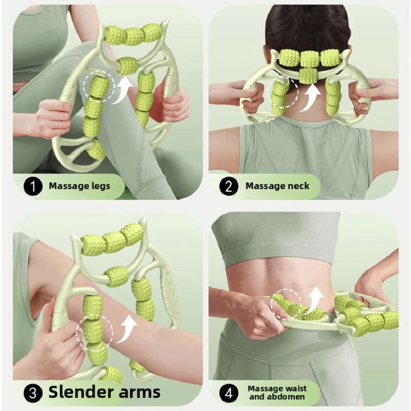 Leg Slimming and Muscle Relaxation Circular Roller with 12 Wheels, Thigh Slimming Massage Tool, Leg Clamp for Slimming