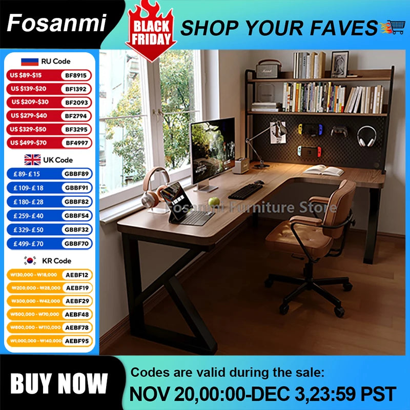 Industrial Style Solid Wood Office Desk Space-Saving L-Shaped Corner Computer Desk Home Writing Gaming PC Table with Steel Legs