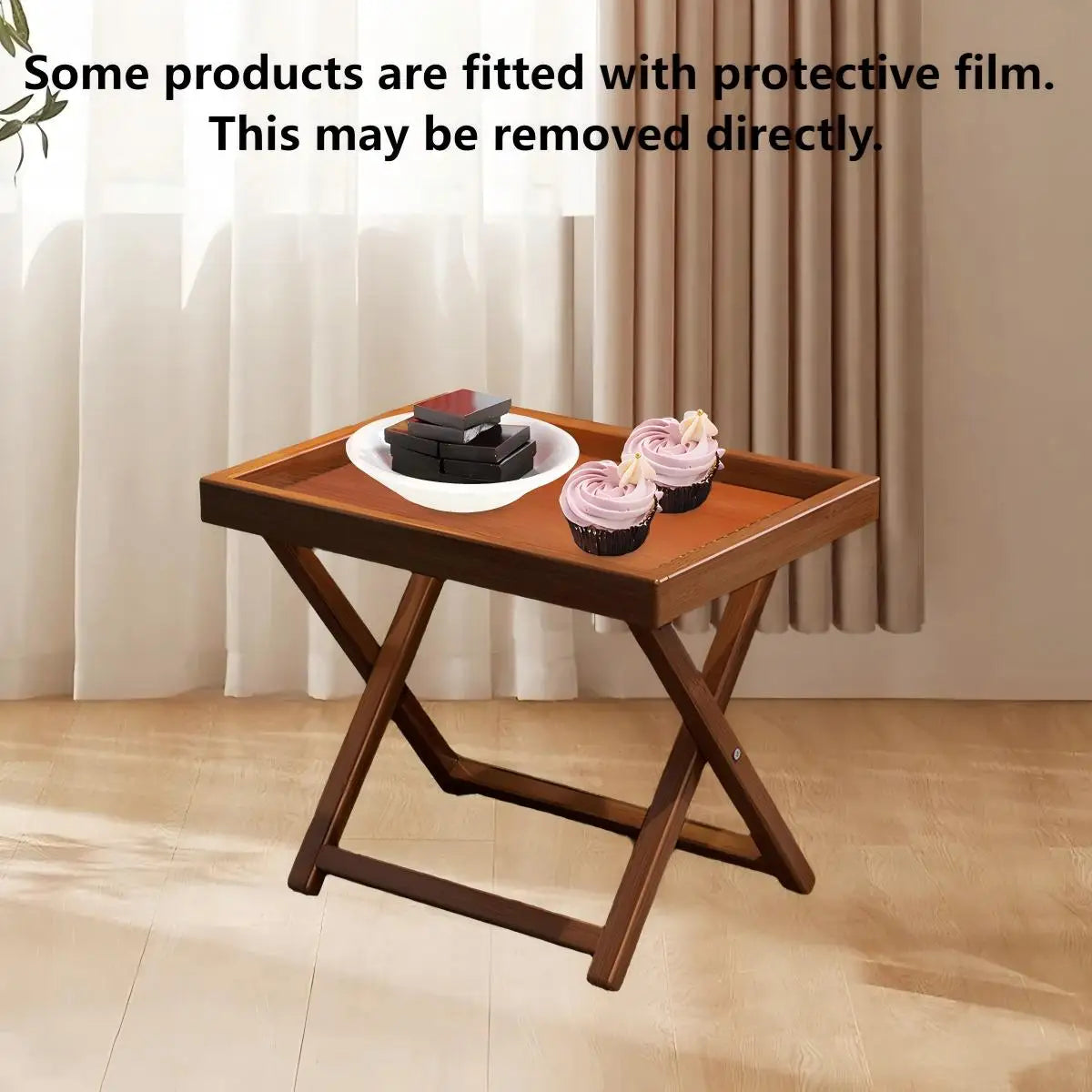 Bamboo Folding Side Table,Durable Tv Tray Bed Table,Small End Table For Living Room, Bedroom