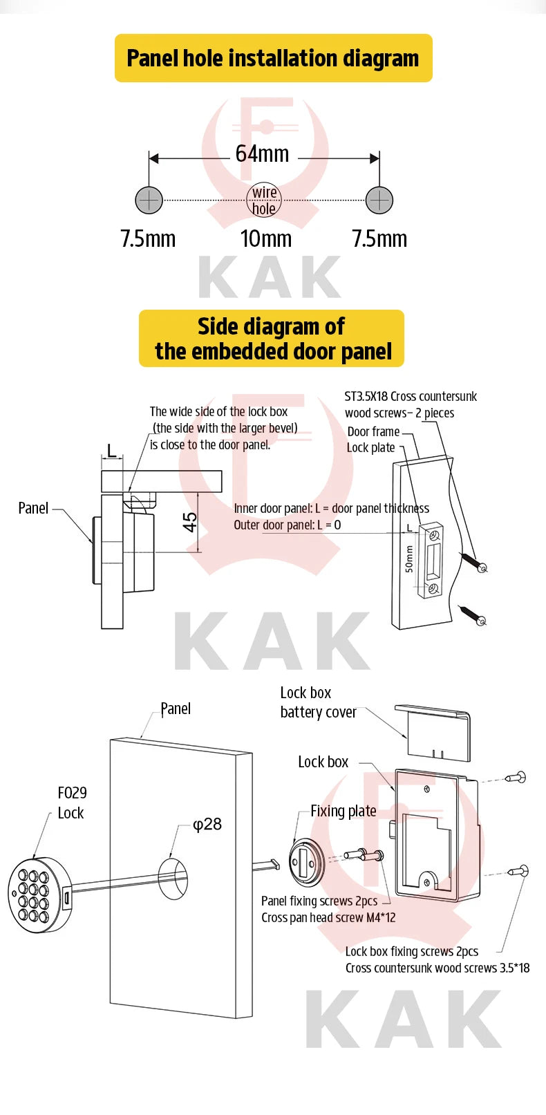 KAK Security Cabinet Password Locks Keyless Door Lock Drawer Combination Code Lock for Gym Locker Lock Electronic Furniture Lock