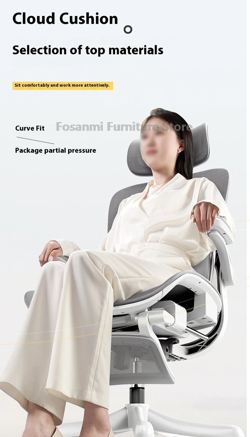 Home Office Adjustable Reclining Ergonomic Chair with Footrest Breathable Mesh Computer Gaming Swivel Chairs with Lumbar Support