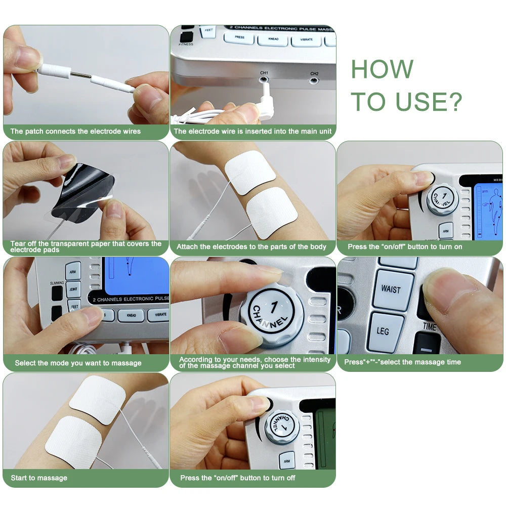 Electric 12 Modes TENS Acupuncture Physiotherapy EMS Muscle Stimulator Pulse Meridian Therapy Machine Body Relaxation Healthcare