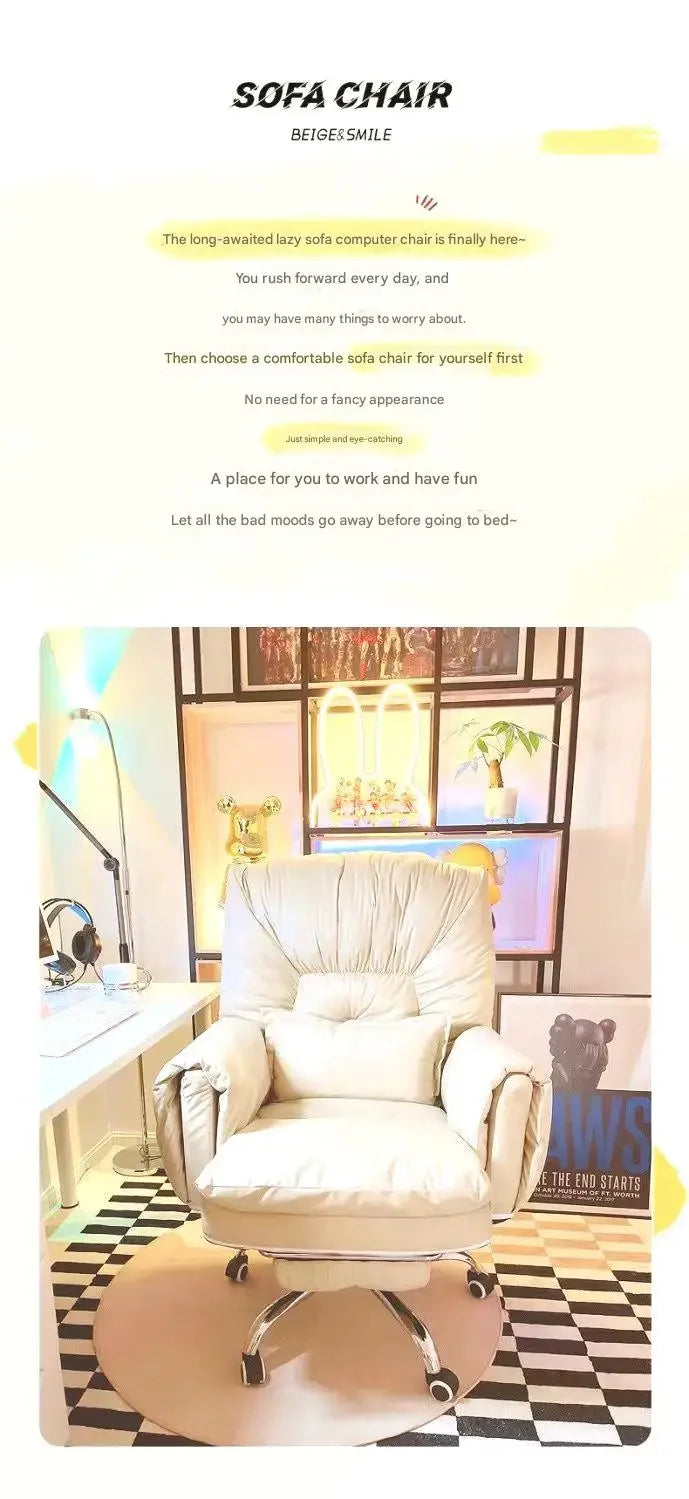 Salon Lazy Office Chair Modern Ergonomic Luxury Executive Office Chair Relaxing Reading Wheels Mobilya Lounge Suite Furniture