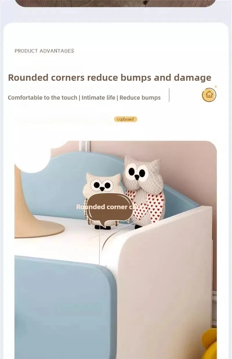 Modern Nightstand with Double Drawers Cute Kid's Bedside Table Multi-Functional White Cabinet for Girls' Bedrooms