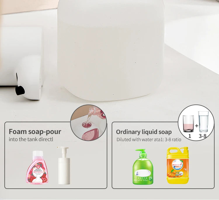 New Wall Mounted Automatic Soap Dispenser Foam Smart Hand Washing Machine 500ml Liquid Rechargeable Bathroom Induction Sensor