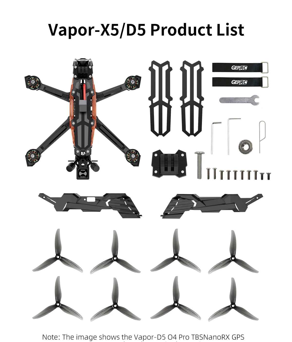 GEPRC Vapor-X5 D5 HD O4 Pro FPV Drone 5Inch O4 Air Unit VTX 4K 120fps Recording 2207E 1960KV Motor RC Quadcopter Freestyle Drone
