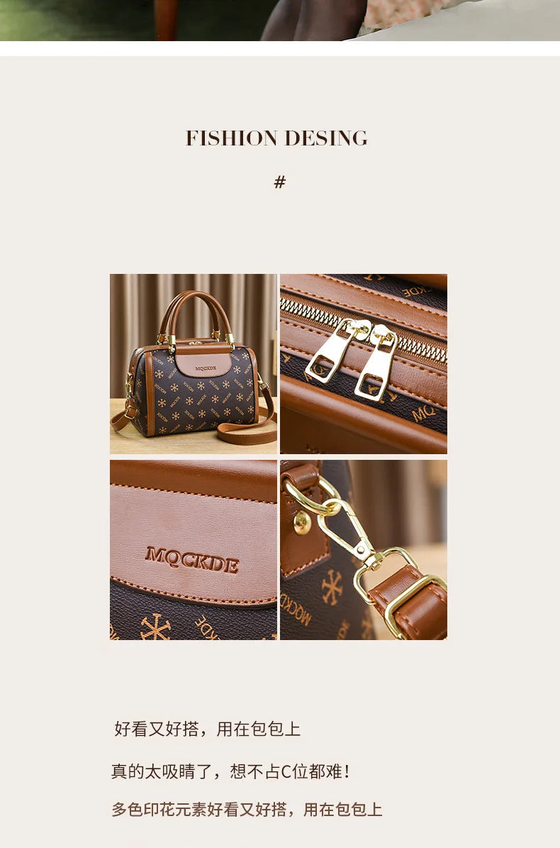 2024 Fashion New Boston Pillow Bag Soft Leather Women's Handbag Versatile Classic Shoulder Bag Large Capacity Crossbody Bag