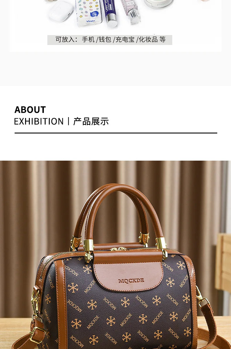 2024 Fashion New Boston Pillow Bag Soft Leather Women's Handbag Versatile Classic Shoulder Bag Large Capacity Crossbody Bag