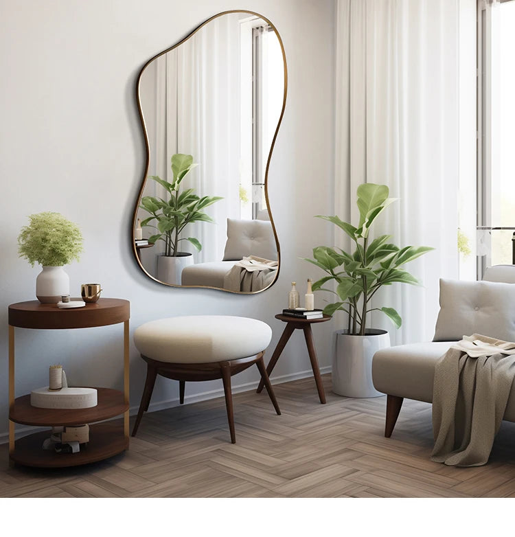 Large Size Full Body Mirror Standing Art Wall Luxury Irregular Frame Accent Unique Mirror Xenomorph Espelhos Trendy Furniture