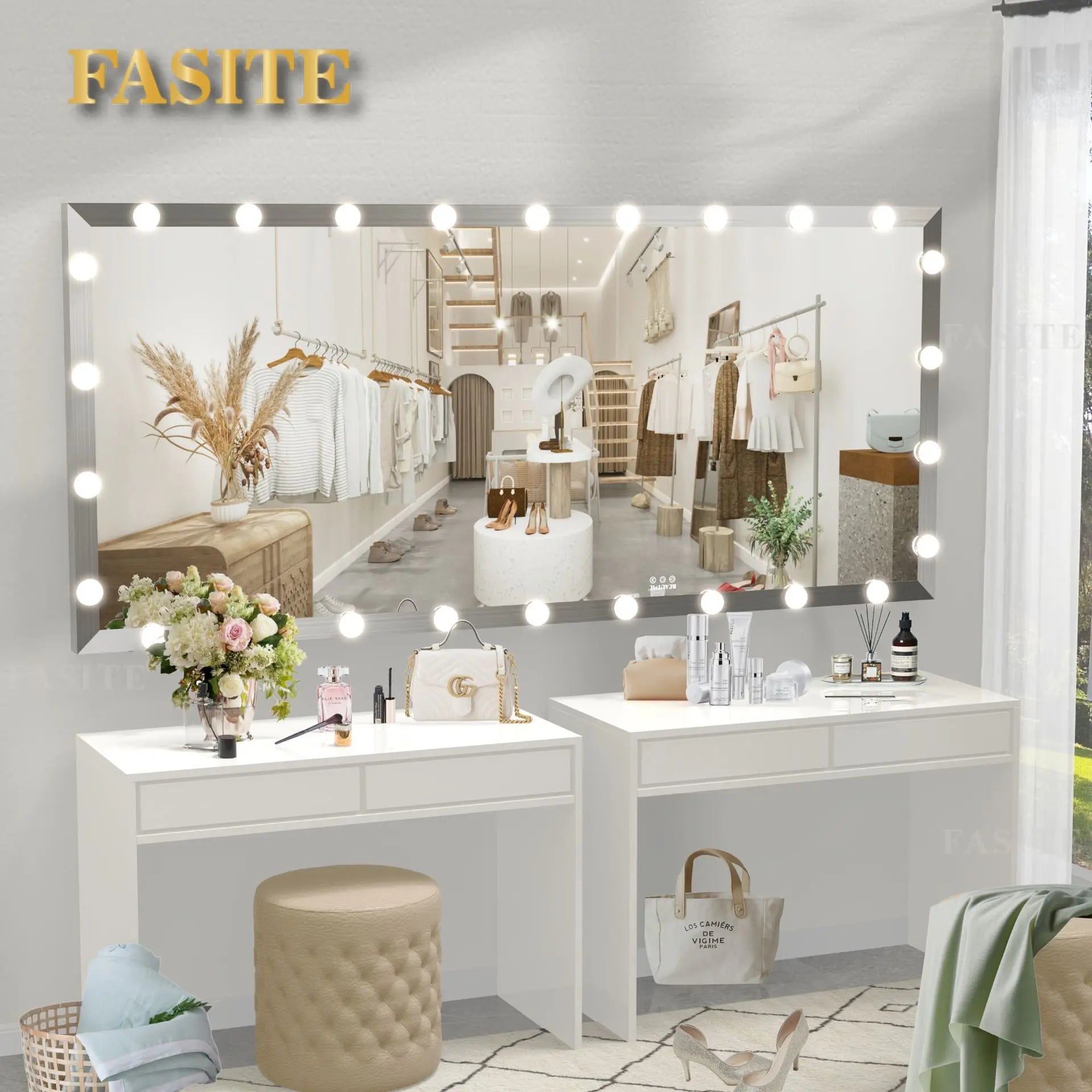 Smart LED full-body mirror with lamp full-length mirror household wall-mounted vertical floor mirror