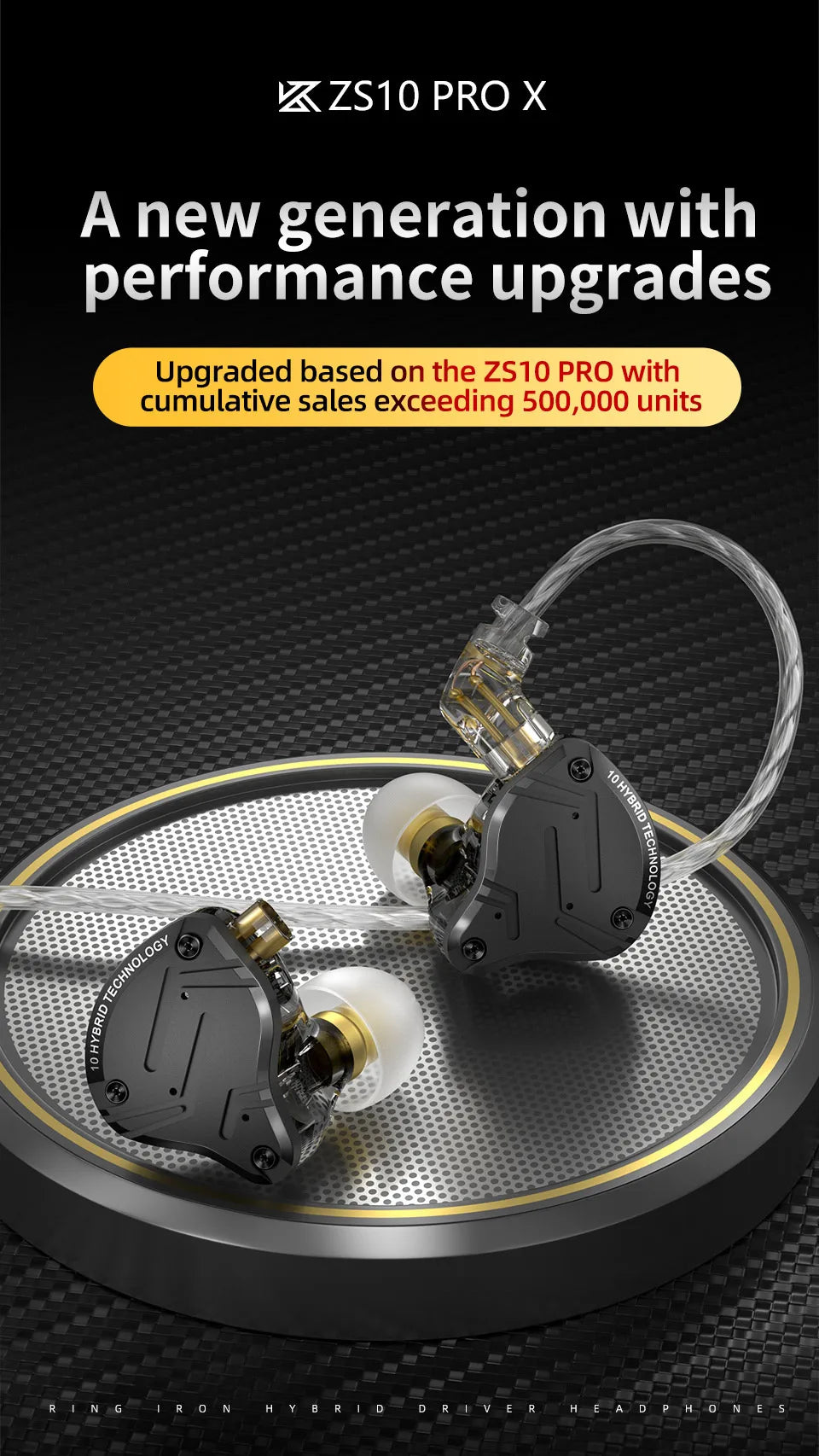 KZ Zs10 pro X Ring Iron Headphones In-ear HIFI High-quality fever-level interchangeable running.