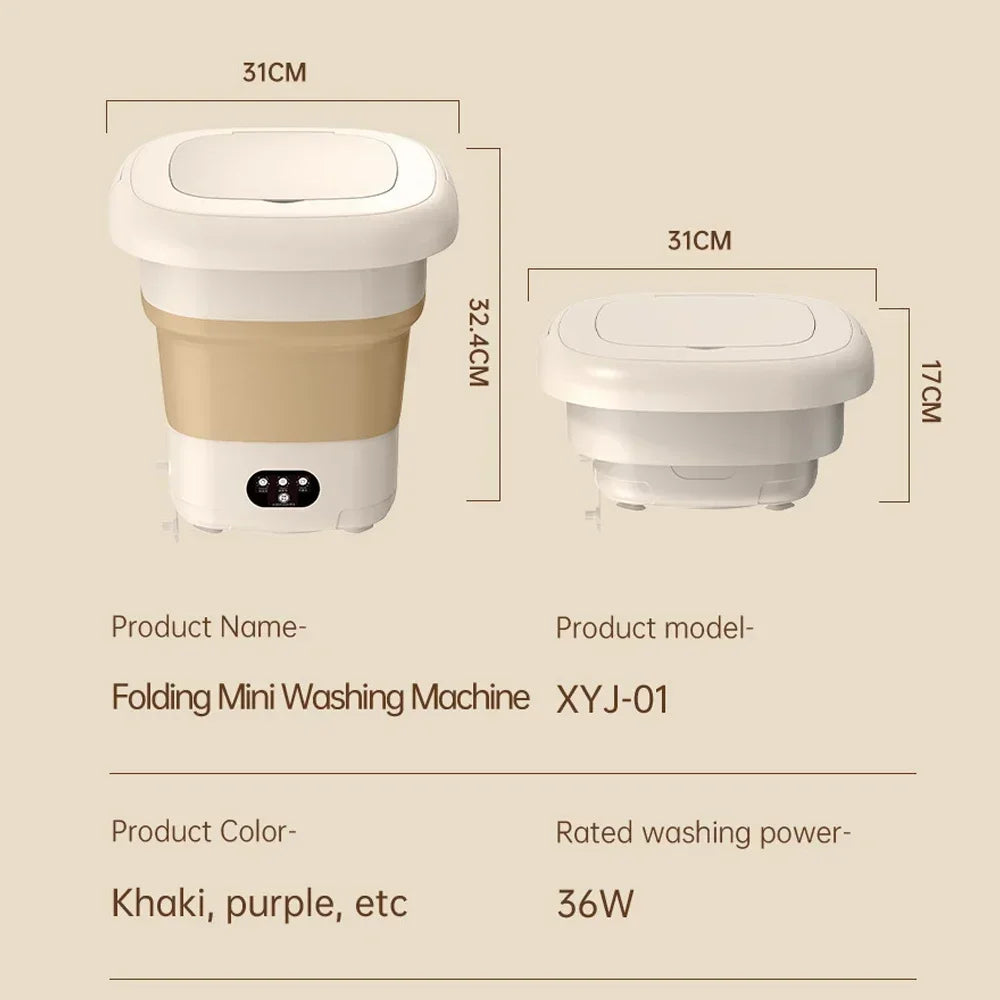 Folding Portable Washing Machine Big Capacity with Clothes Spin Dryer Bucket Travel Socks Underwear Panties Washing Machine