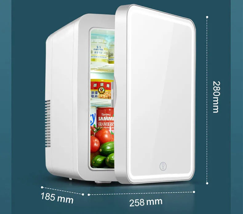 8L Mini Beauty Cosmetics Storage Refrigerator Mirror Car And Household Dormitory Office Fruit Beverage Breast Milk Cold And Hot