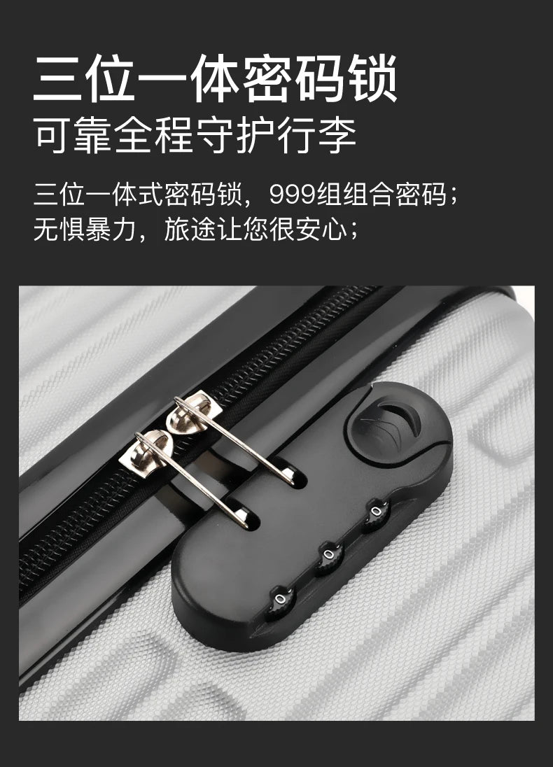 Men's Luggage 22-24 Inch Large Capacity Thickened Durable Travel Suitcase with Password Lock Student Suitcase Leather Carry-On