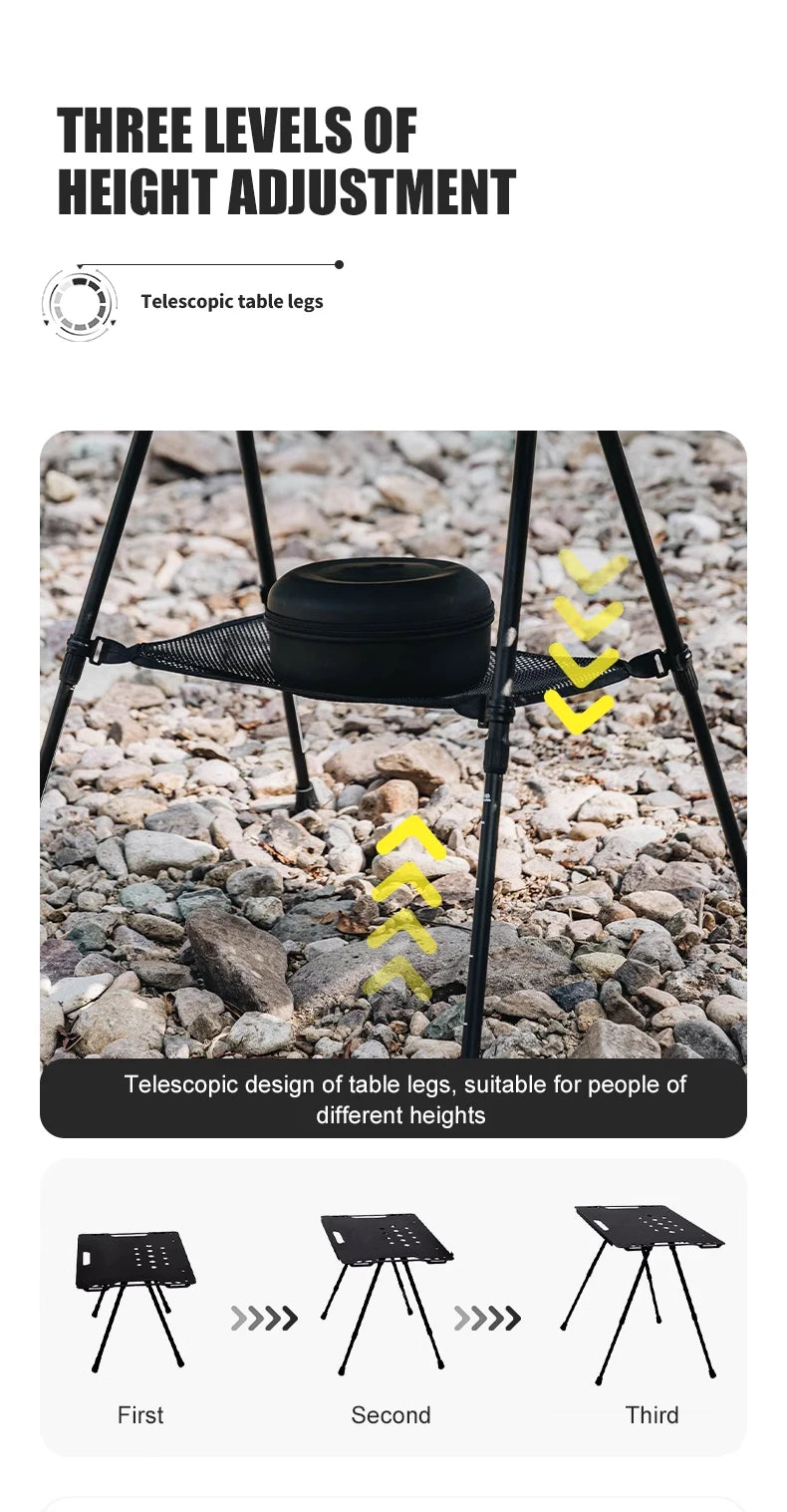 WESTTUNE Outdoor IGT Tactical Table Lightweight Multifunctional Folding Aluminum Alloy Camping Picnic Table with Adjustable Legs