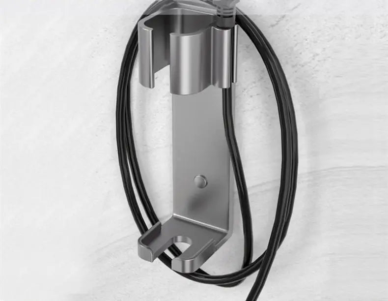 Bathroom Hair Tool Holder Space Aluminum Straightener Holder Rack No Punching Hair Curler Holder Build In Cable Management Slot