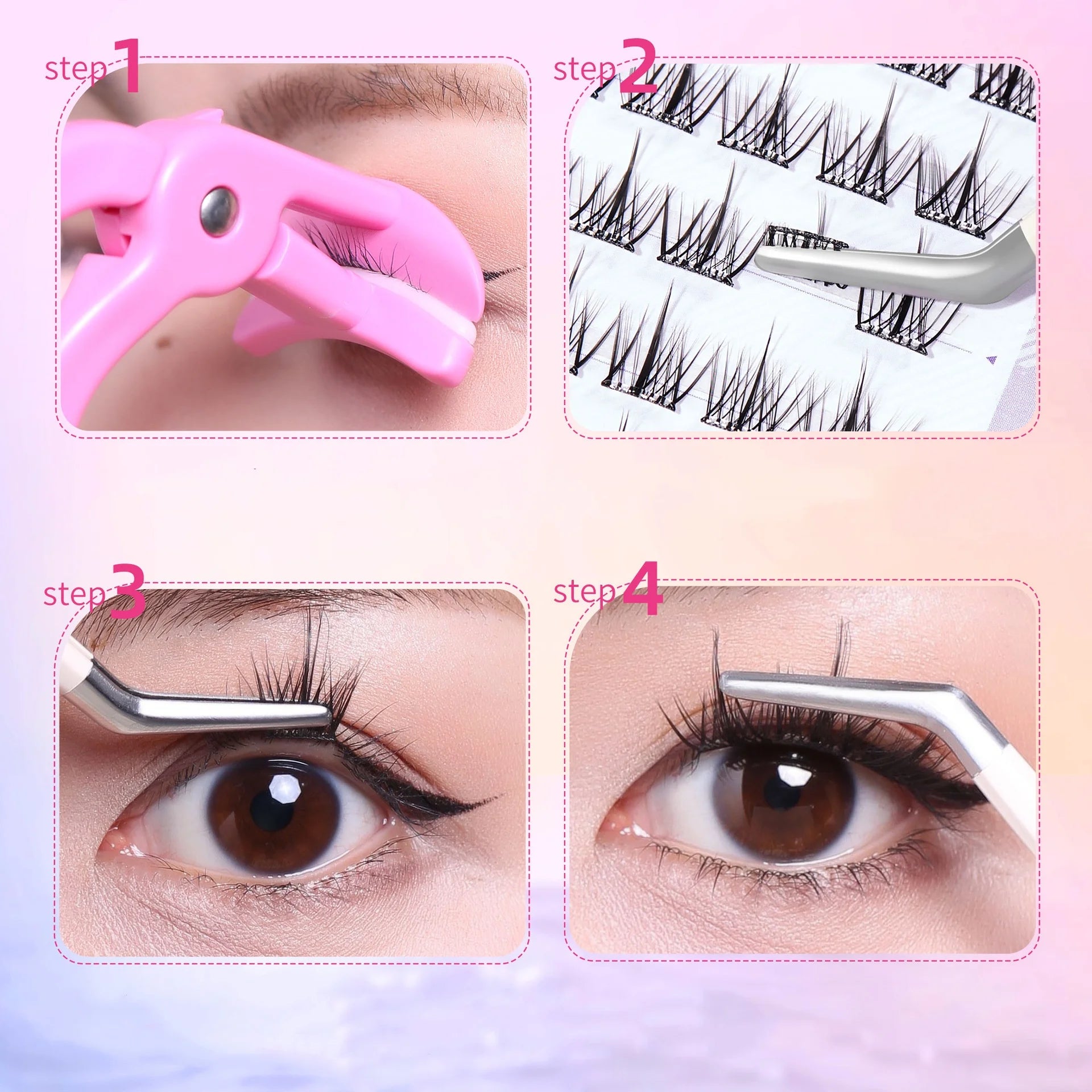 MIAOJIE No-Glue False Eyelashes - Easy 3-Step Application Natural Look Large CapacityPerfect for Beginners with Sunflower Design
