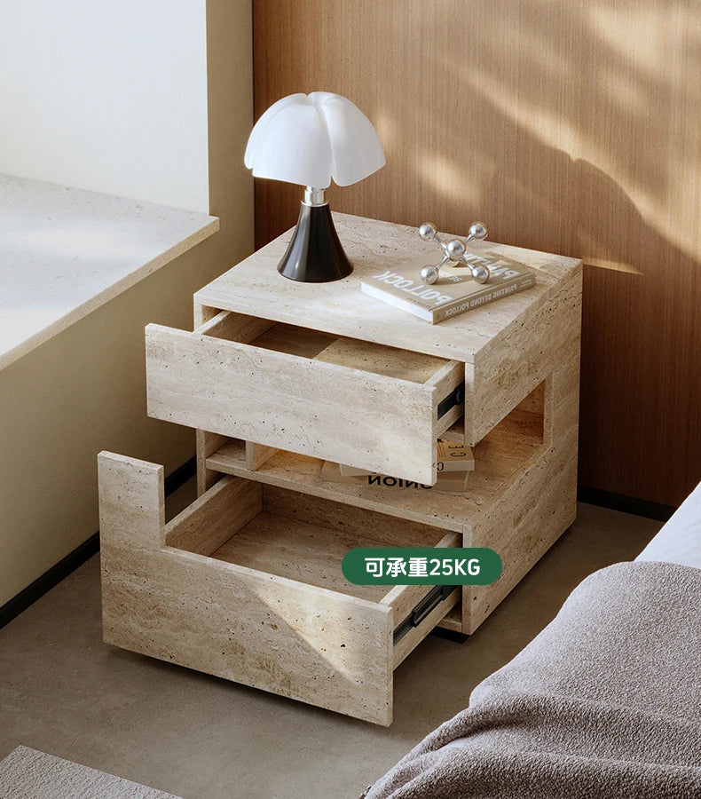 Wabi Sabi Minimalist Nightstands Rectangle Trendy Premium Glam Nightstands Bedroom Hidden Storage Mesilla De Noche Furniture