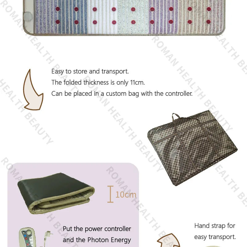 150×50cm Far Infrared PEMF Magnetic Therapy Bio-Crystal Mat Chakra Energy Photon Massage Cushion with Heating Long Wave Tech