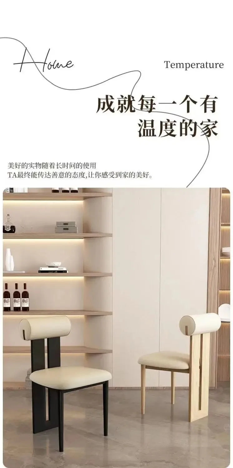 Nordic French Vintage Solid Wood Dining Chair - Mid-Century Retro Backrest Hippo Chair for Home, Living Room & Vanity