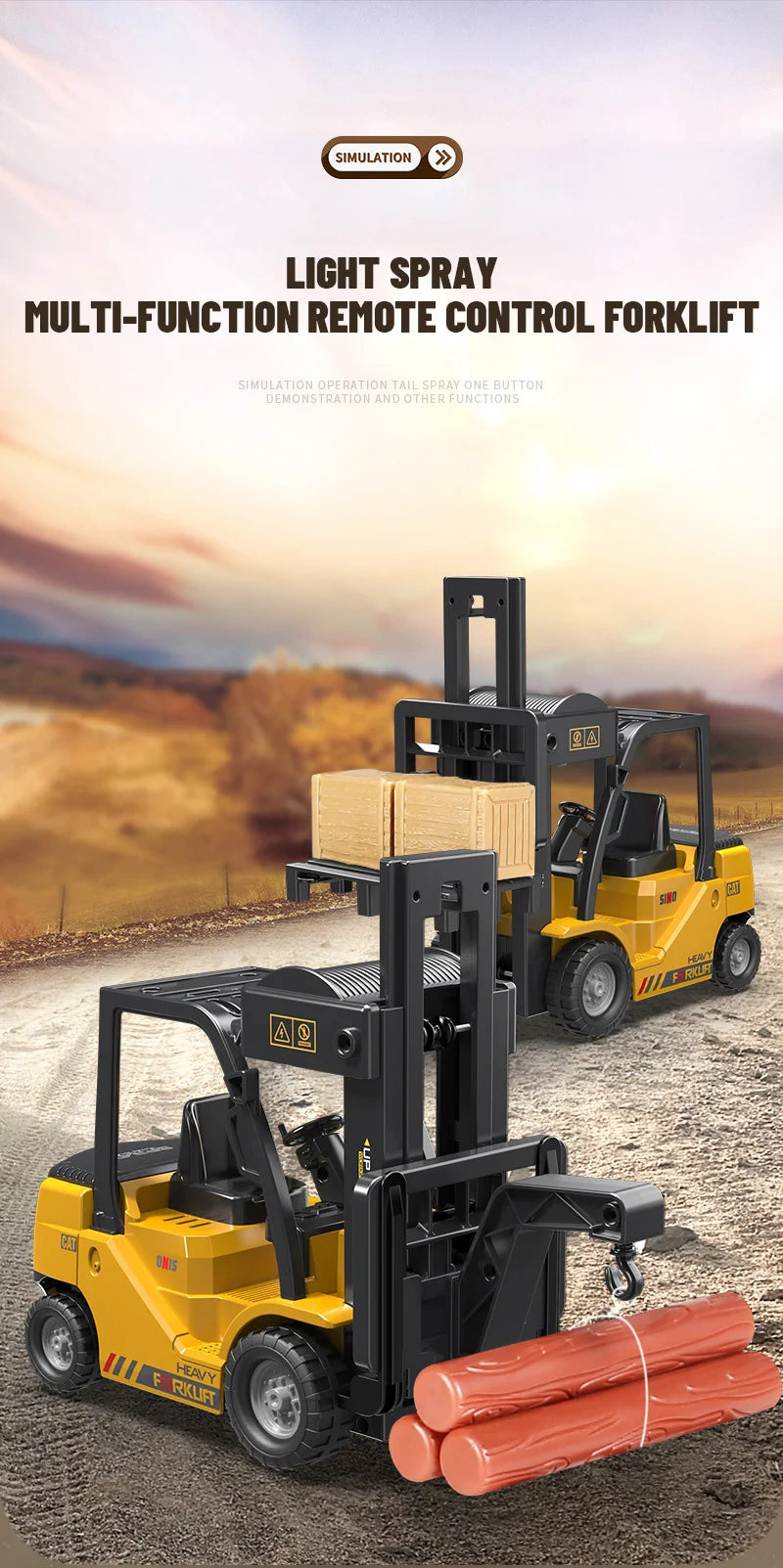 Trucks Forklift 2.4G Children Toys Remote Control Cars Toys for Boys Cranes Liftable Stunt Car Electric Vehicle for Kids Gift