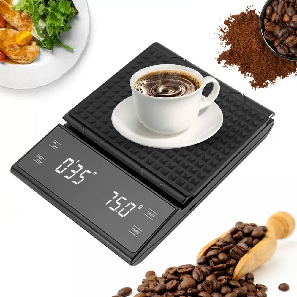 3kg/0.1g Precision Coffee Scale with Timer LCD Digital Kitchen Scale Multifunction Weighing Scale Pour Over Drip Coffee Scale