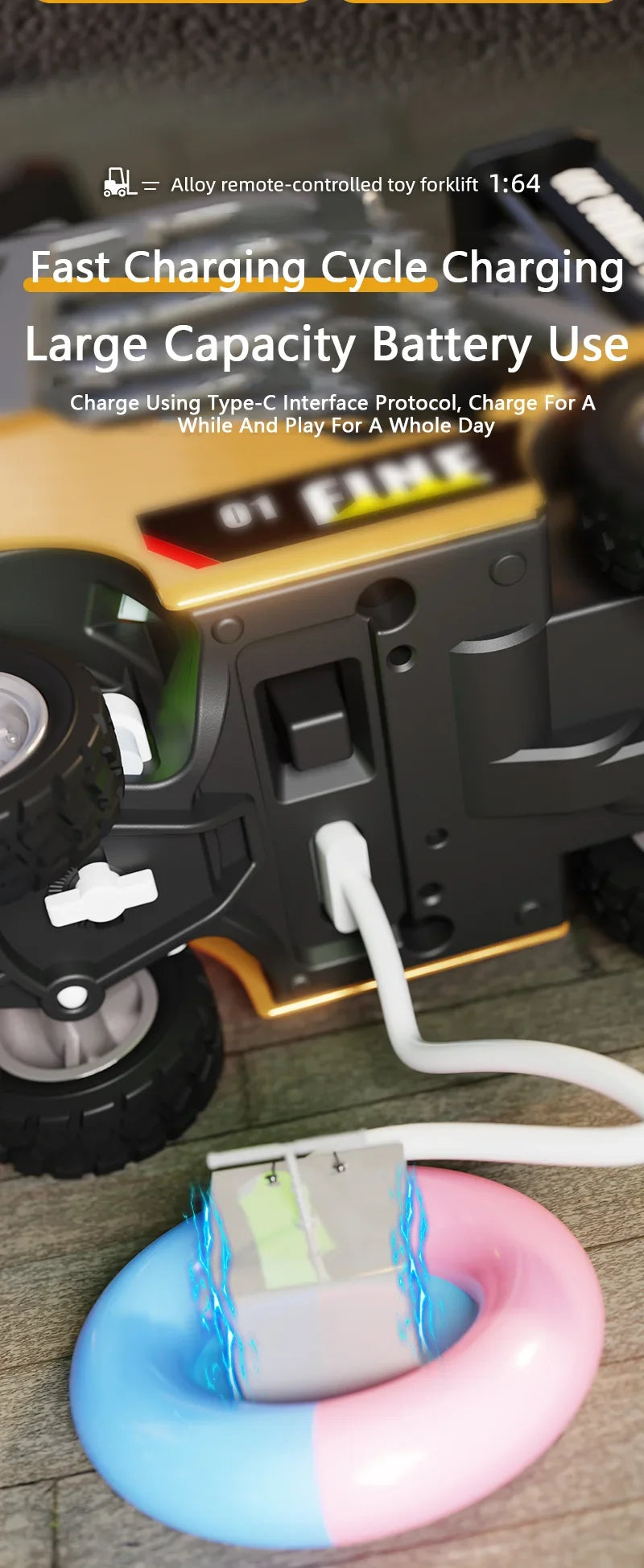 1/64 RC Trucks Alloy Forklift Mini APP 2.4G Rc Cars Remote Control Construction Engineer Vehicle Toys for Boys Adults Kids Gifts