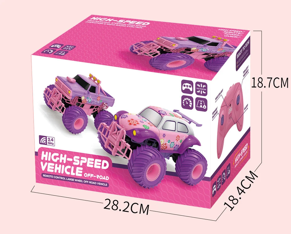 JJRC Barbie RC Car Pink Pickup Truck Electric Climbing Drop-resistant Stunt Remote Control Toy For Children Party Gift Ornament