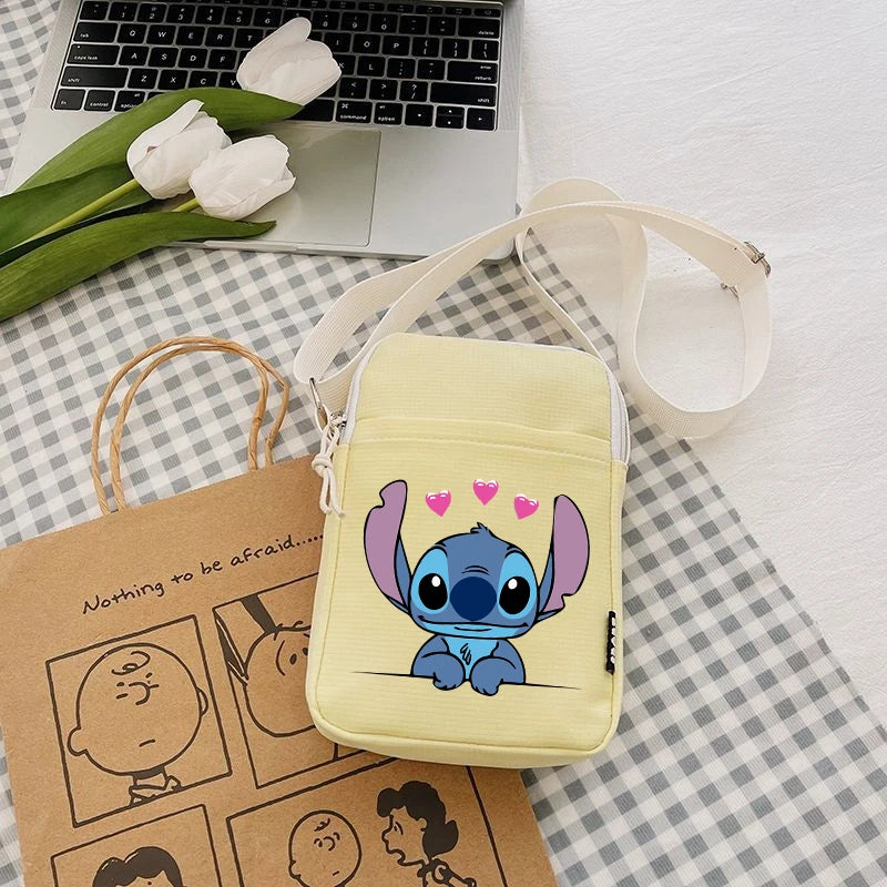 Disney Stitch Fashion Mobile Phone Bags Anime Women Messenger Bag Children Kawaii Coin Purse Girls Portable Crossbody Pouch Gift