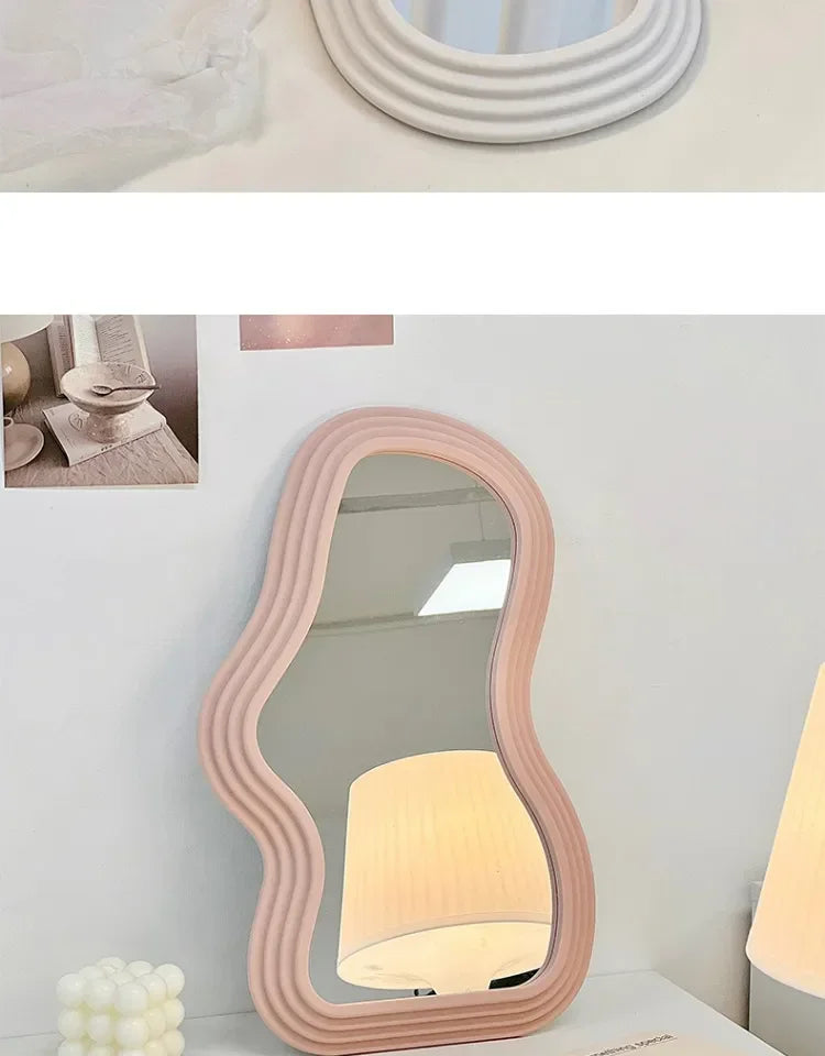 Wavy Wall Mirror Items Girls Small Floor Funky Cloud White Cute Mirror Men Nordic Korean Plastic Espelhos Home Decorations Cheap