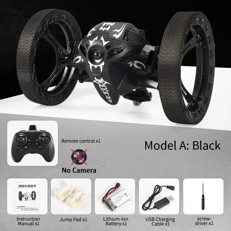 RC Stunt Car With Wifi Hd Camera Bounce Car Flexible Wheels Rotation Led Light Remote Control Jumping Vehicle Toy Gift Q207