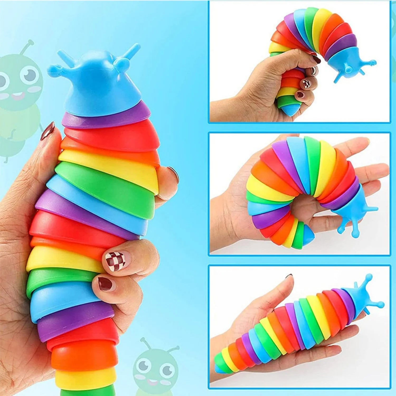 Colorful Simulation Caterpillar Antistress Toy Funny Fidget Decompression Articulated 3D Stress Reliever Gift Toy for Kids Adult
