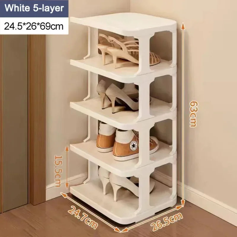 Shoe Cabinet Floor-standing Plastic Multi-Layer Stack Able Removable Home Narrow DIY Shoes Rack for Corner Gap Space Saving