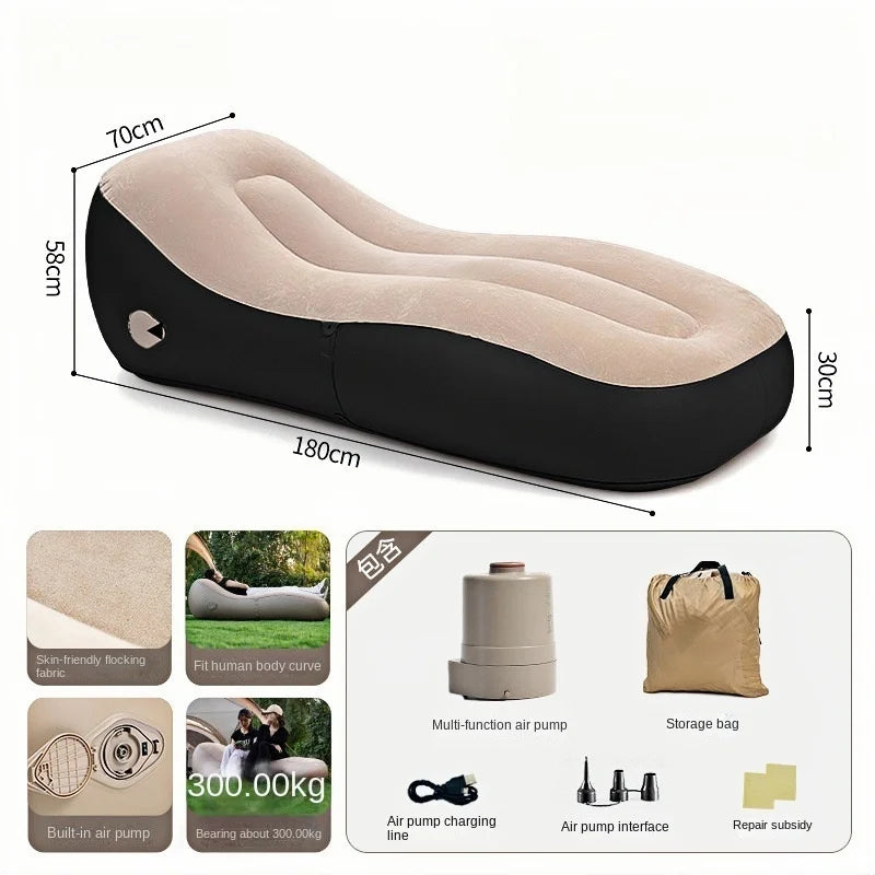 Outdoor Inflatable Sofa USB Rechargeable Portable Air Sofa, Music Festival Nap Camping Fully Automatic Inflatable Lounge Chair