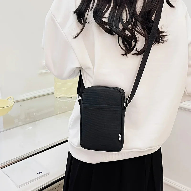New Fashion Simple Casual Shoulder Messenger Bag, Women's Portable Mobile Phone Bag, Vertical Coin Key Bank Card Shoulder Bag
