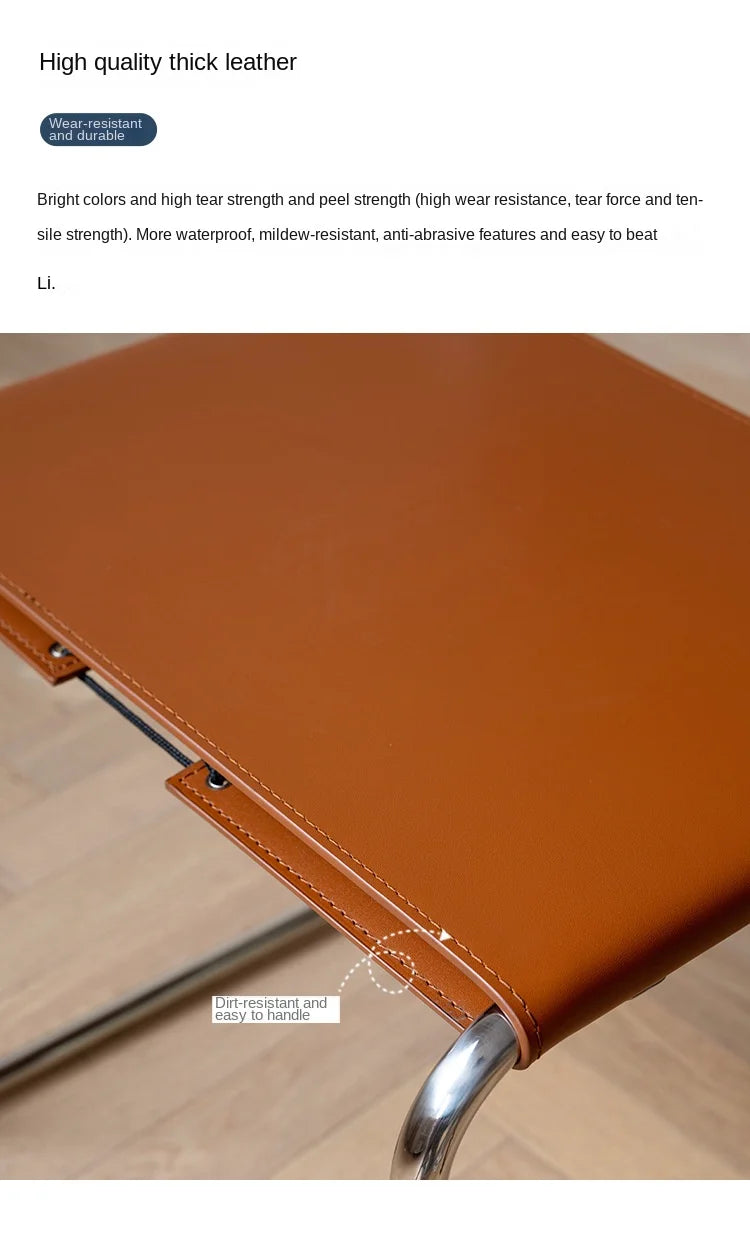 JOYLIVE Nordic Home Living Room Furniture Ins Wind Stainless Steel Pipe Chair Saddle Leather Back Seat Leisure Negotiation Chair